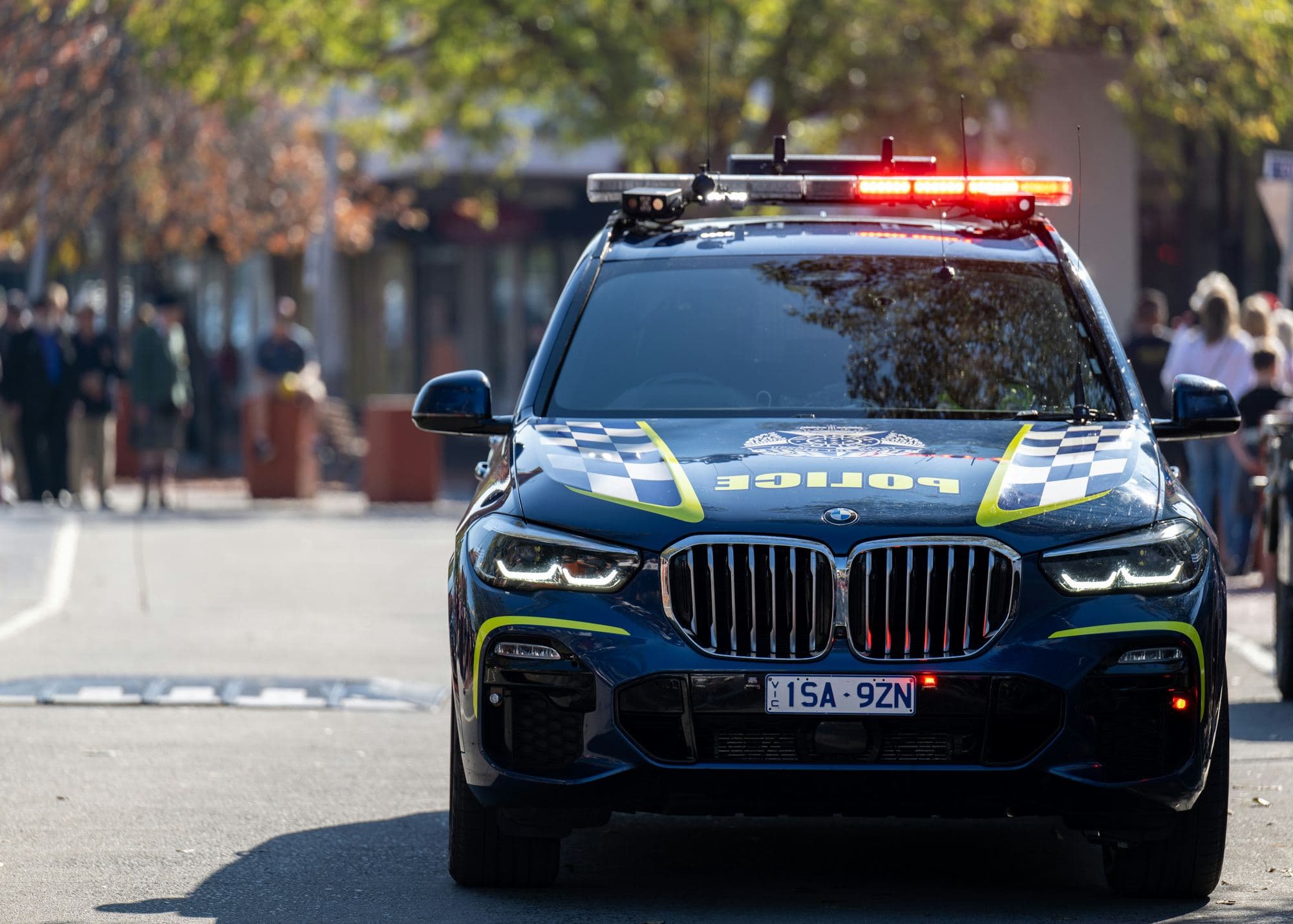 Police car on patrol in an Australian street